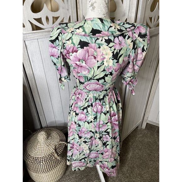 Vintage Floral Dress Midi Dress 80s 90s Flowers Cottagecore Button Down Small - Picture 4 of 7